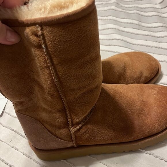 Ladies Chestnut Colored Lined UGG Boots - Size 10M - Gently Used - Picture 1 of 6